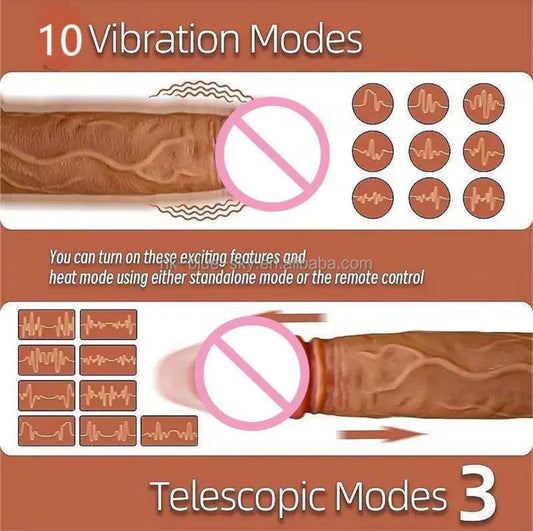 DILDO REALISTA OSCURO CON CONTROL Y APP SUBE Y BAJA