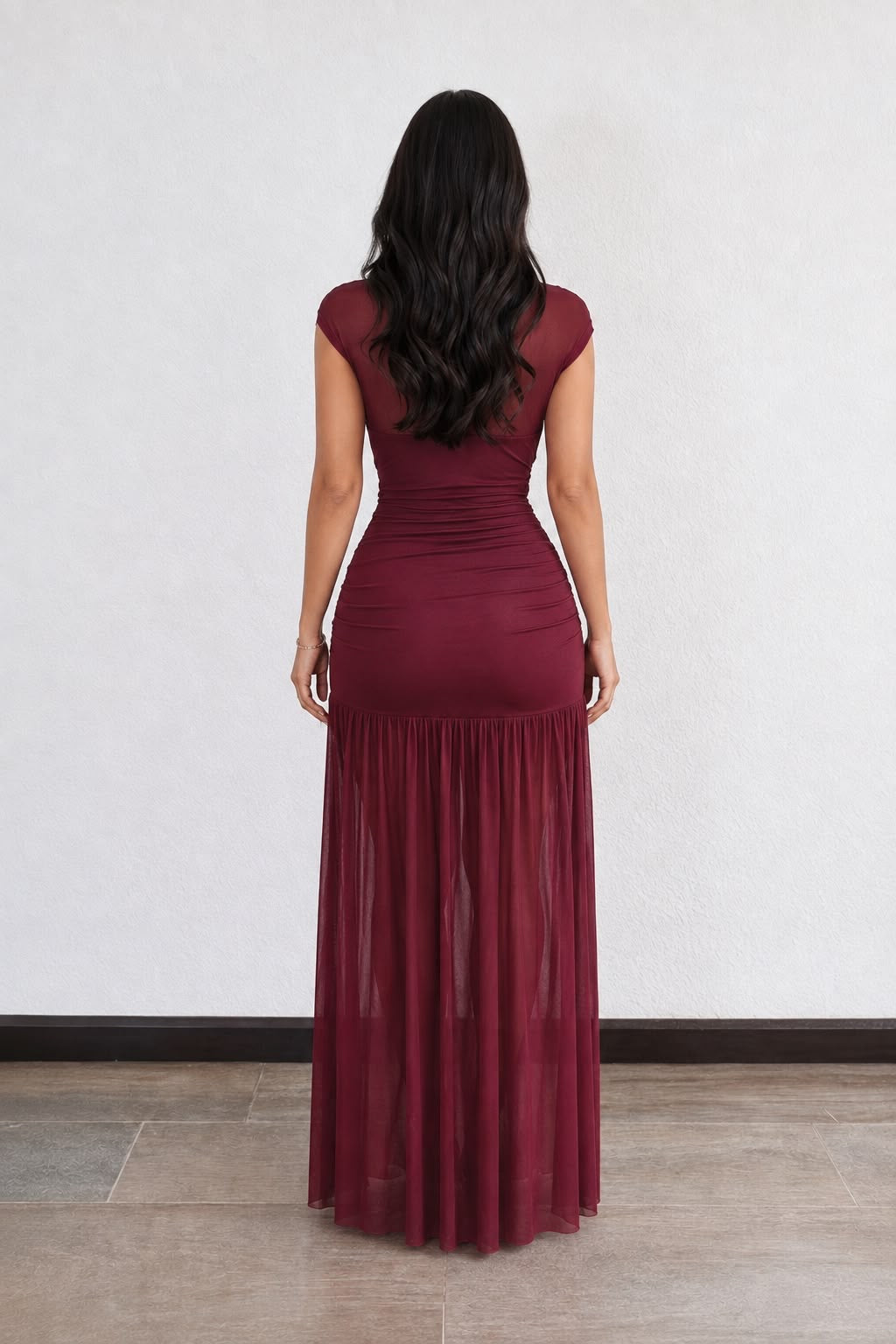 Vestido Color Borgoña Elegante