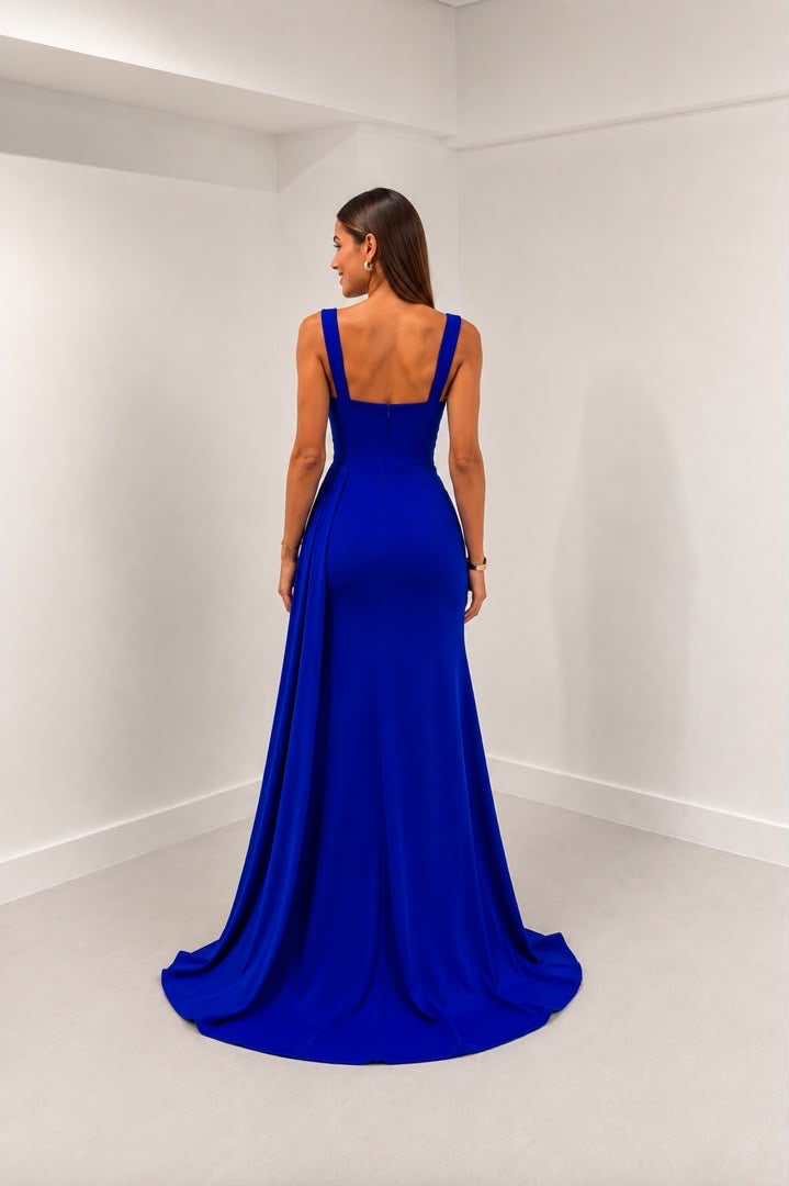 Vestido Largo Color Azul Elegante