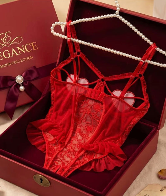Body de lencería Amaranta rojo