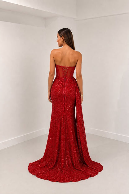 Vestido largo rojo elegante