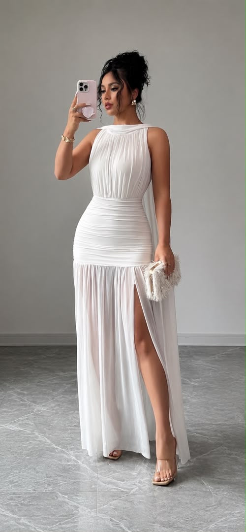 Vestido blanco largo elegante