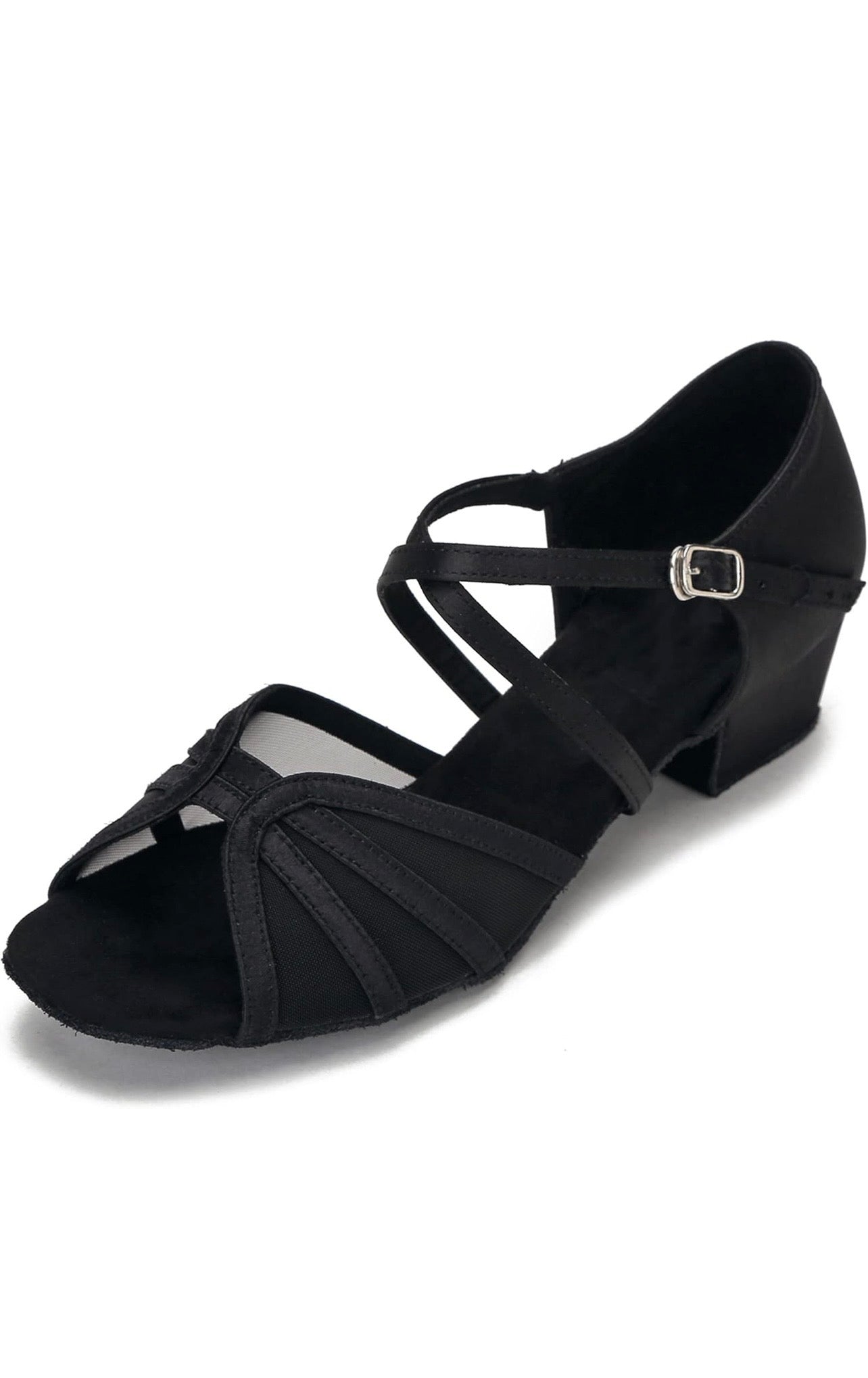 Zapatos de baile de salón de tacón bajo para mujer, zapatos de baile de práctica de salsa latina, tacón de 1.5