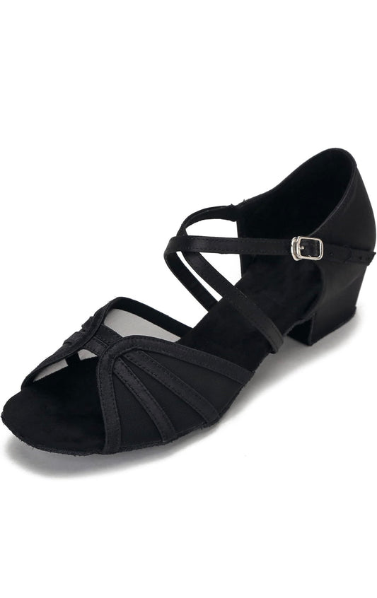 Zapatos de baile de salón de tacón bajo para mujer, zapatos de baile de práctica de salsa latina, tacón de 1.5
