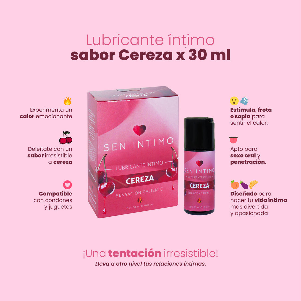 Lubricante Íntimo Caliente con Sabor a Cereza