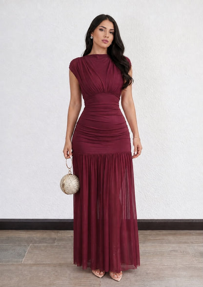 Vestido Color Borgoña Elegante