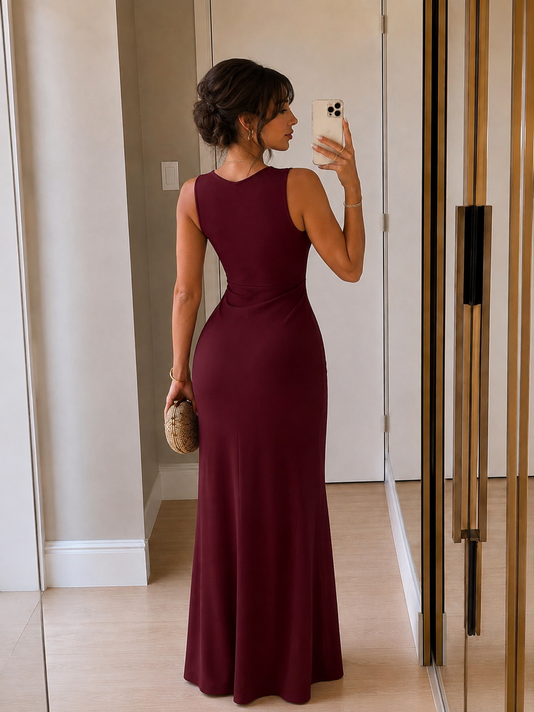 Vestido Largo Elegante Color Vino