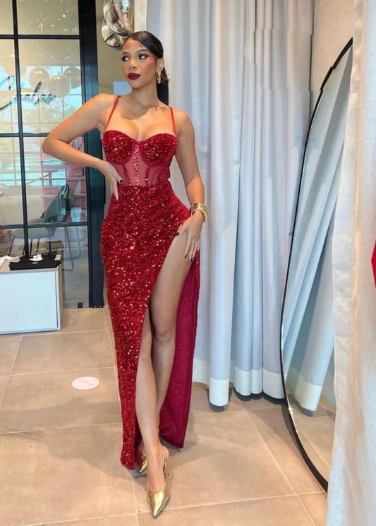 VESTIDO ROJO TIPO CORSET