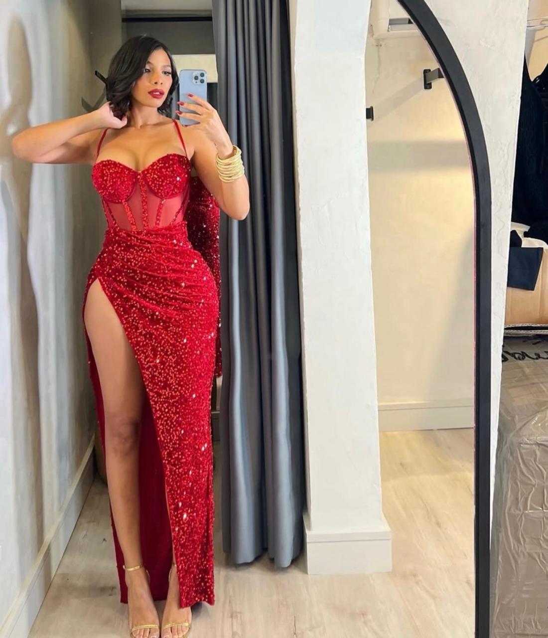 VESTIDO ROJO TIPO CORSET