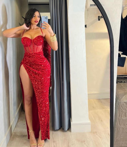 VESTIDO ROJO TIPO CORSET