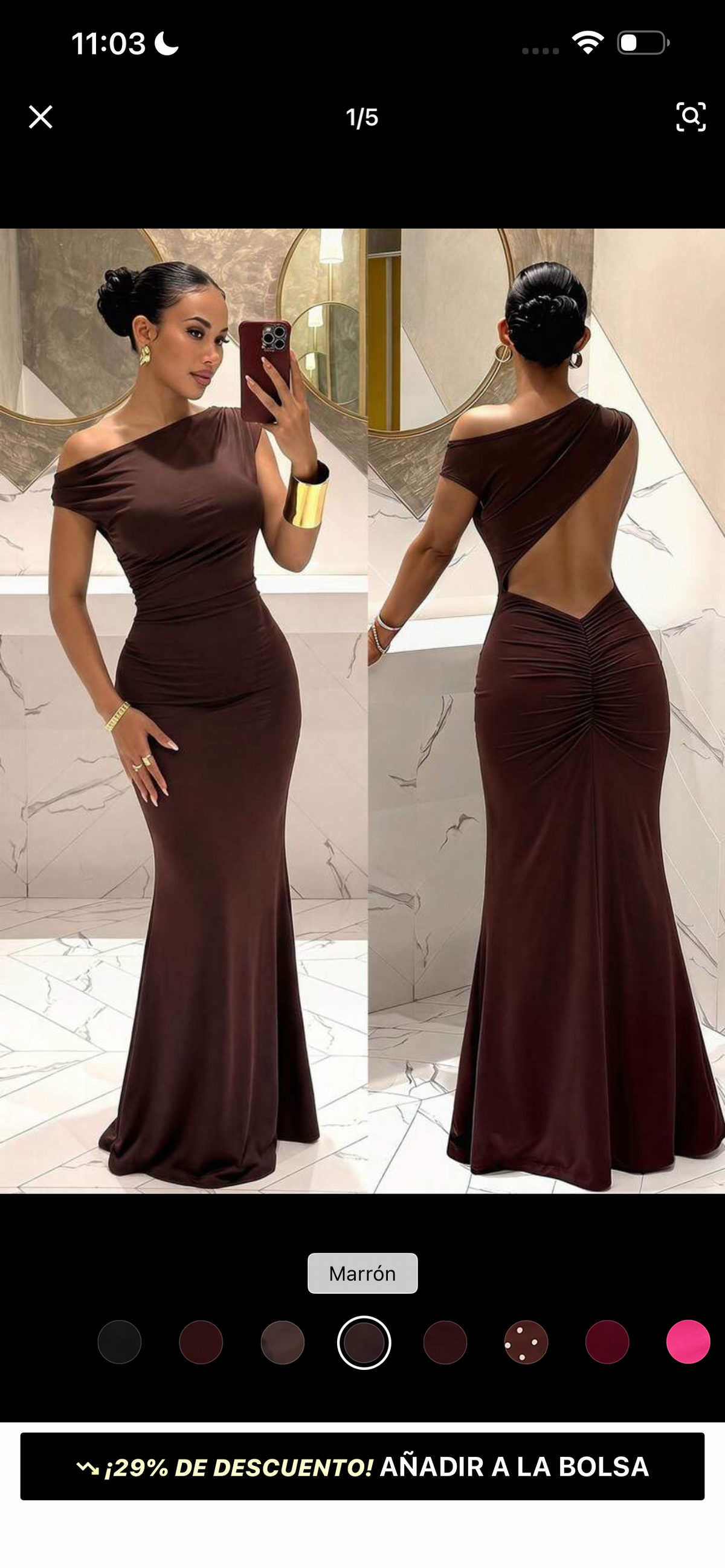 VESTIDO ELEGANTE COLOR CAFÉ
