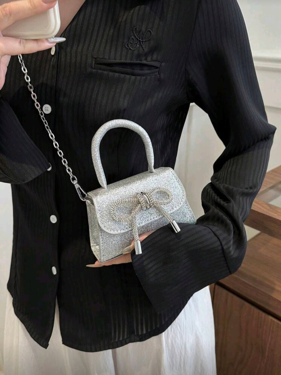 BOLSO MINI PLATA