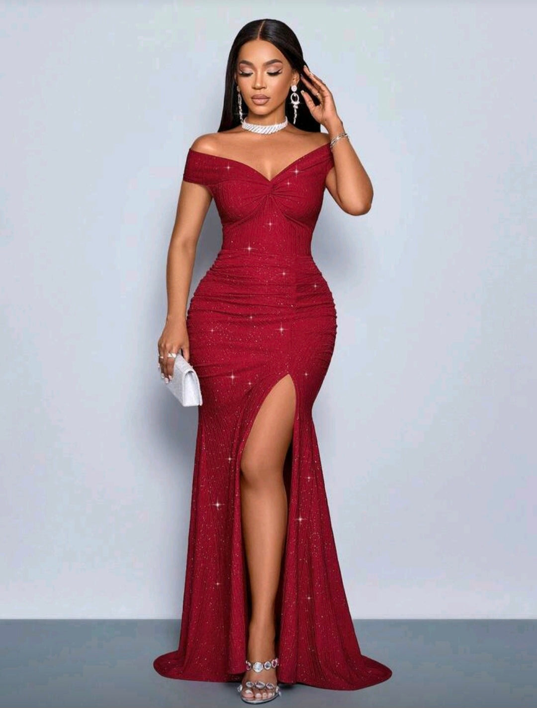 VESTIDO ROJO ESCARCHADO