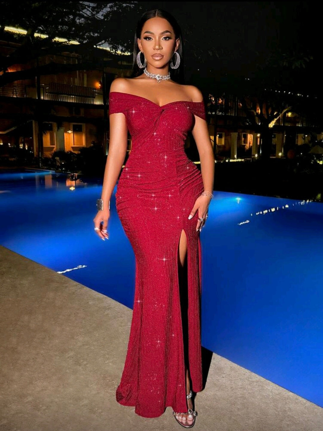 VESTIDO ROJO ESCARCHADO