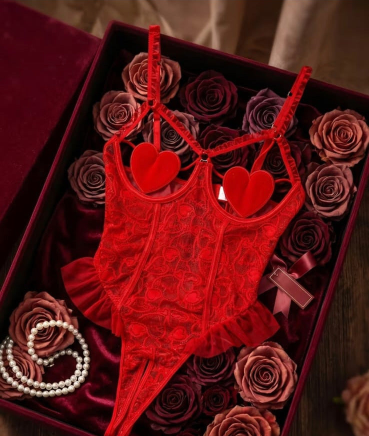 Body de lencería Amaranta rojo
