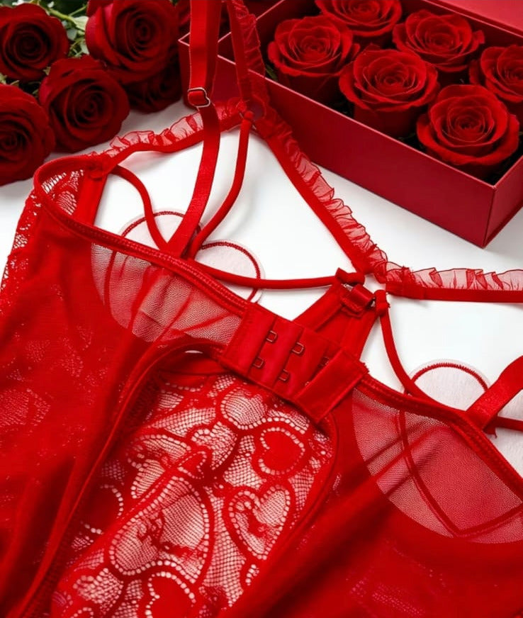 Body de lencería Amaranta rojo