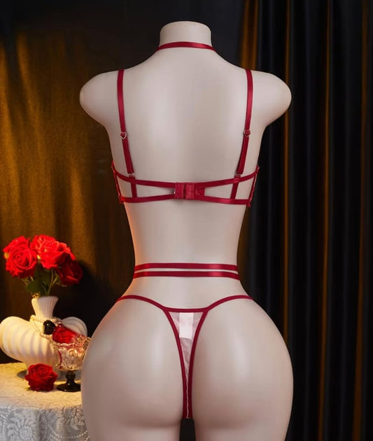 Conjunto de lencería Aracely borgoña