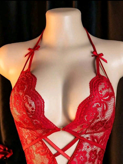 LENCERIA CON ABERTURA ROJO VINO