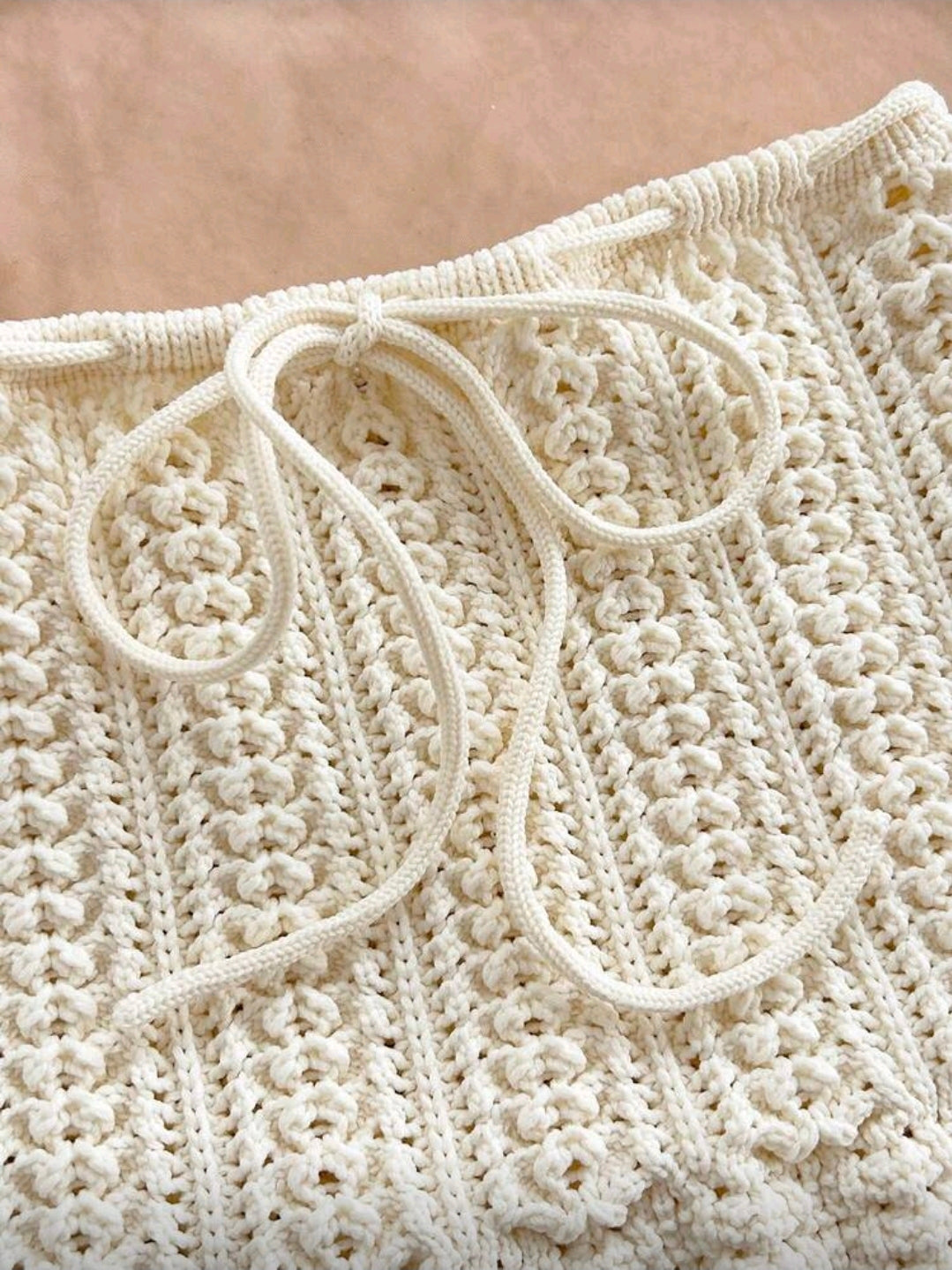 SET DE FALDA Y TOP CROCHET CREMA