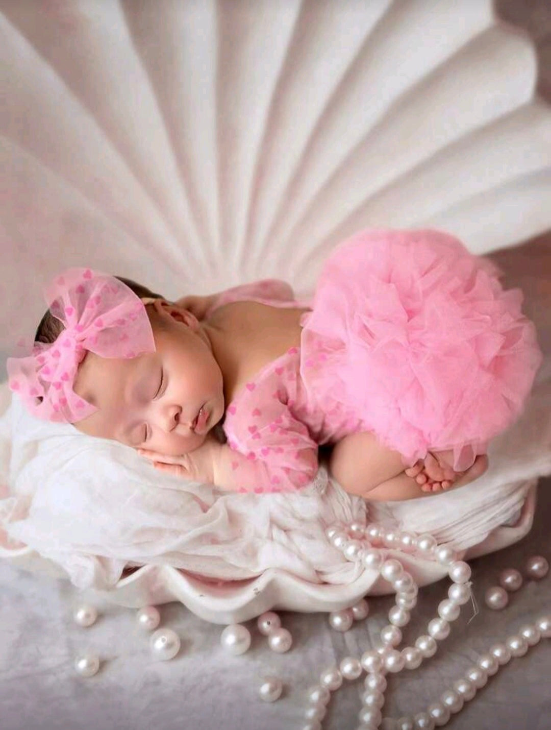 Set de body con encaje a lunares y diadema con moño para recién nacidos, utilizado como accesorios para fotografía
