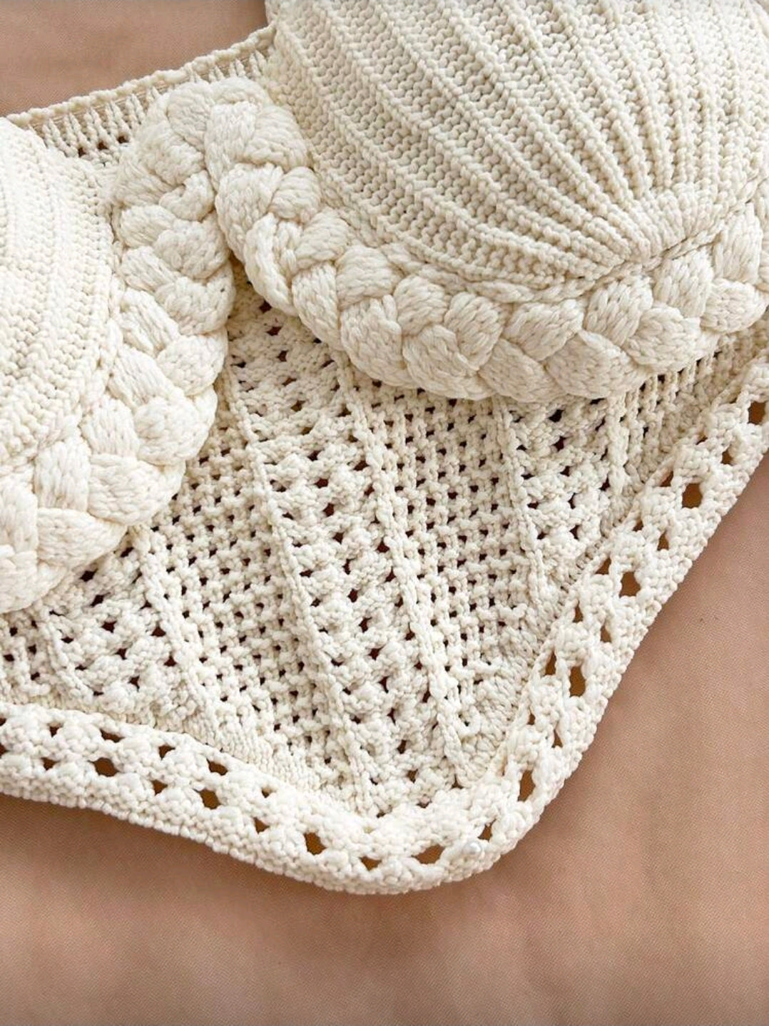 SET DE FALDA Y TOP CROCHET CREMA