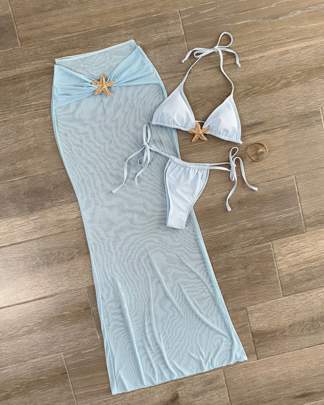 SET DE 3 PIEZAS CELESTE