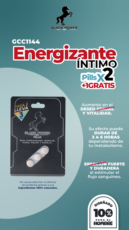 Energizante Black Power Pills x 2 + 1 Gratis
